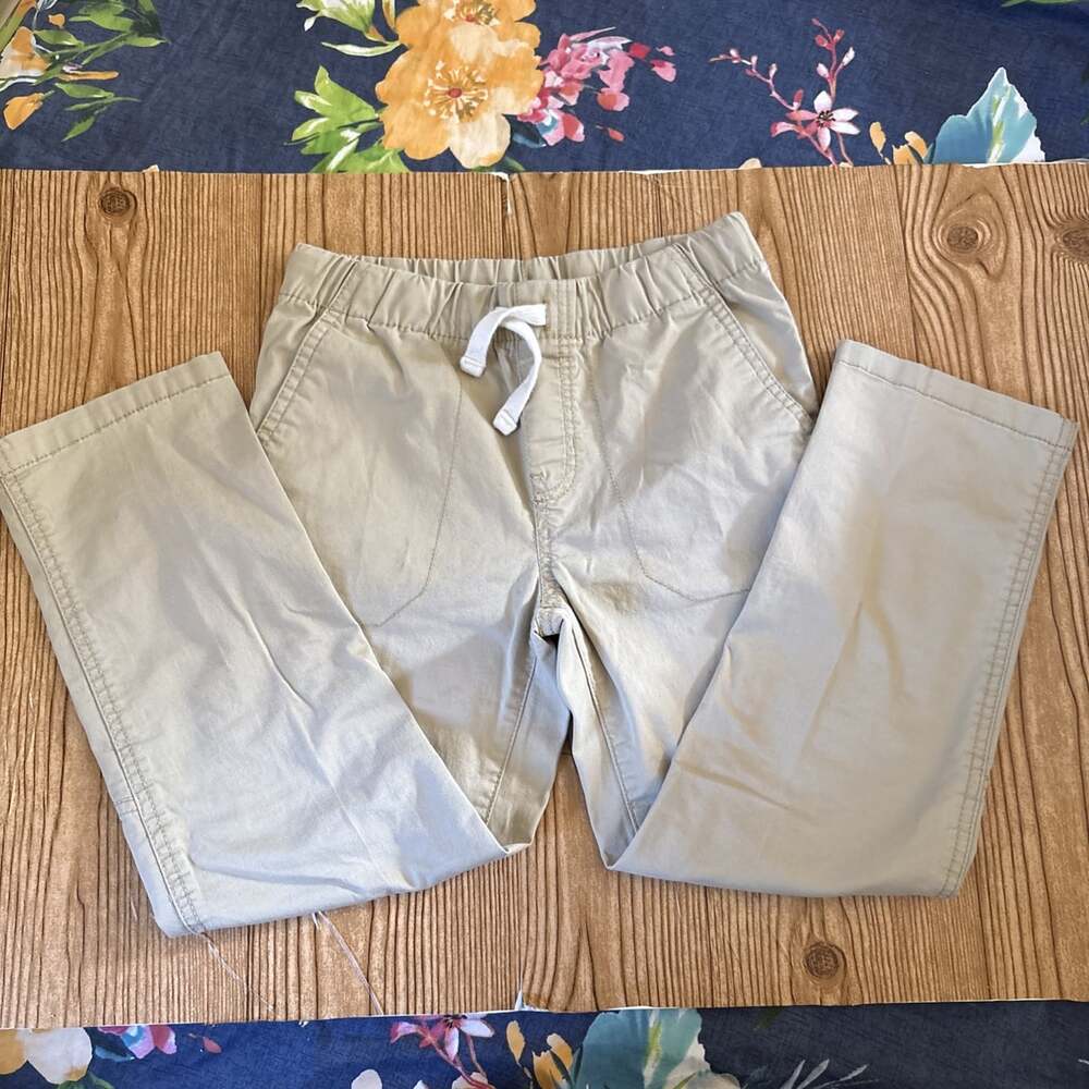 Cat & Jack Straight Leg Khaki Pants Boy's Size 7 Elastic Waist Drawstring
